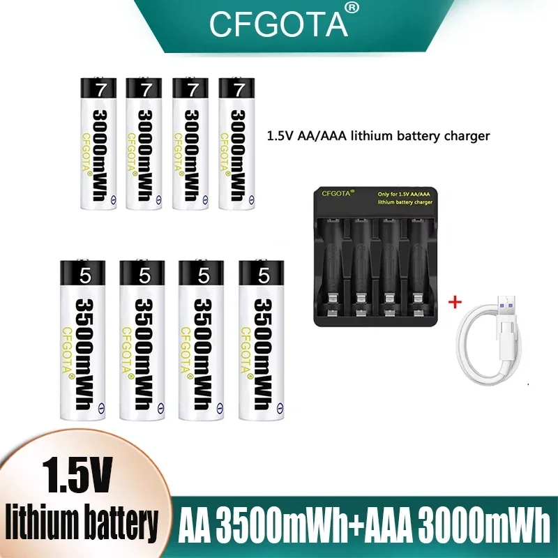 

AA+AAA Battery 1.5V Rechargeable Polymer Lithium-ion Battery AA+AAA Battery for remote control mouse small fan Electric toy