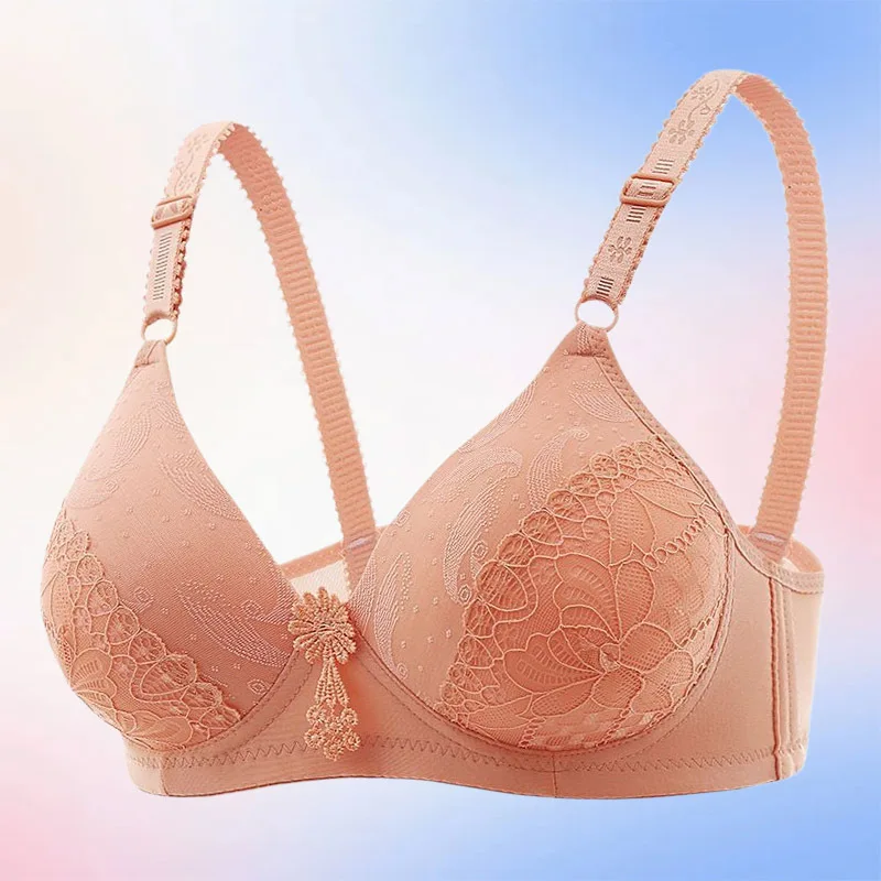 Draadloze kanten push-up bh voor dames, plus size, ademend, met zijdelingse ondersteuning, anti-doorzakken, vormende lingerie voor meisjes.