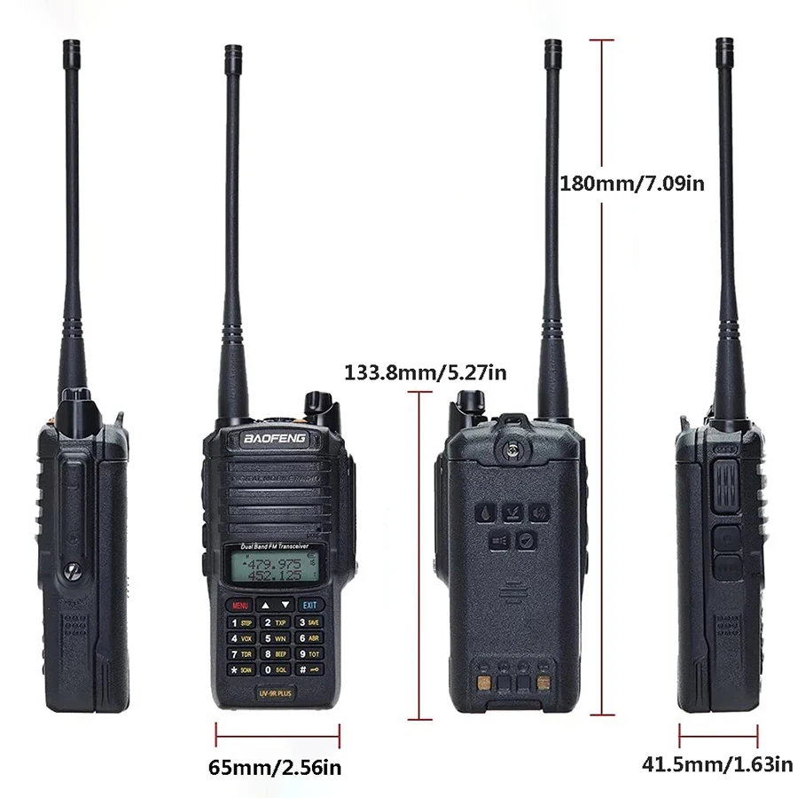 Baofeng UV-9R Plus Walkie Talkie Ip67 Waterproof UHF/VHF Dual Band Radio for Hiking, Fishing