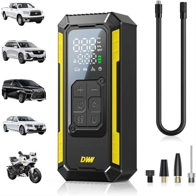 

Tire Inflator Portable Air Compressor 150 PSI Cordless Air Pump For Car With Digital Gauge Auto Shut-Off LED Light For Motorcycle Bicycle Ball