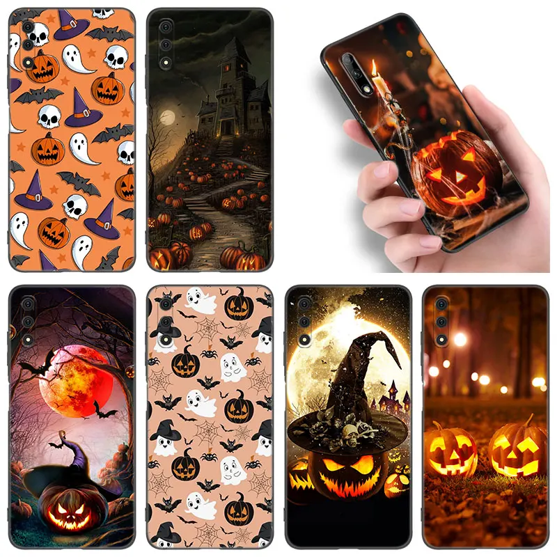 Halloween Ghost Pumpkin Phone Case For Huawei Honor 7A 8A 9X 20 Pro 10X Lite 7S 8S 8C 8X 9A 9C 10i 20i 30i 20E 20S Black Cover