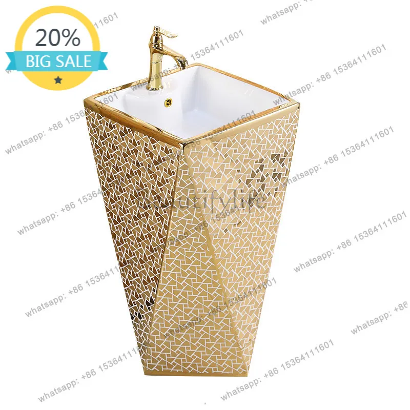 

European-style golden column basin Floor-to-ceiling integrated column balcony washbasin