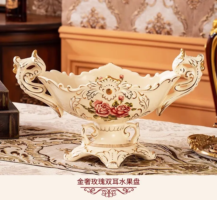 European Ceramic Fruit Plate Set Fruit Plate Household Dried Fruit Plate Creative Tea Table Decorative Decoration