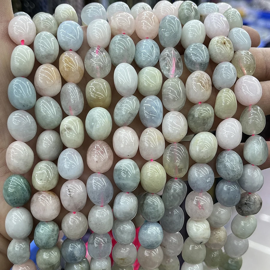 Natural Morganite Crystal Conformal Irregular  Faceted Loose For Jewelry Making DIY Necklace Bracelet 15''9-11mm