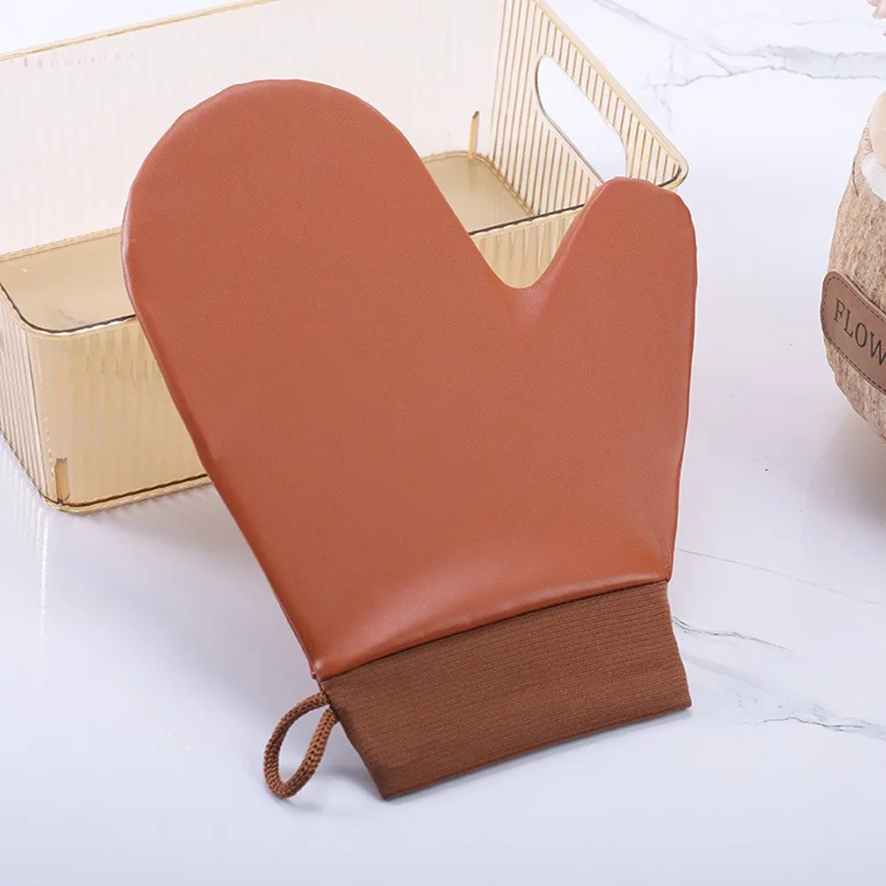 New Leather Self-Tanning Mitt Reusable Quick Dry Tanning Glove Washable Double-Sided Lotion Applicator Body Face Application