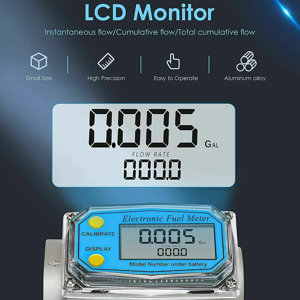 Digital Turbine Flow Meter PCB Electronic Flow Sensor Counter 1/1.5/2 Inch For Gasoline Fuel Kerosene Methanol Water Flow Meter