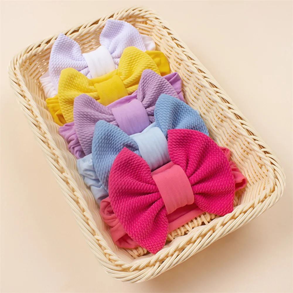 Candy Colored Baby Thread Headdress Children's Nylon Bow Wide Scarf Baby Hair Band Christmas Day Hair Accessories