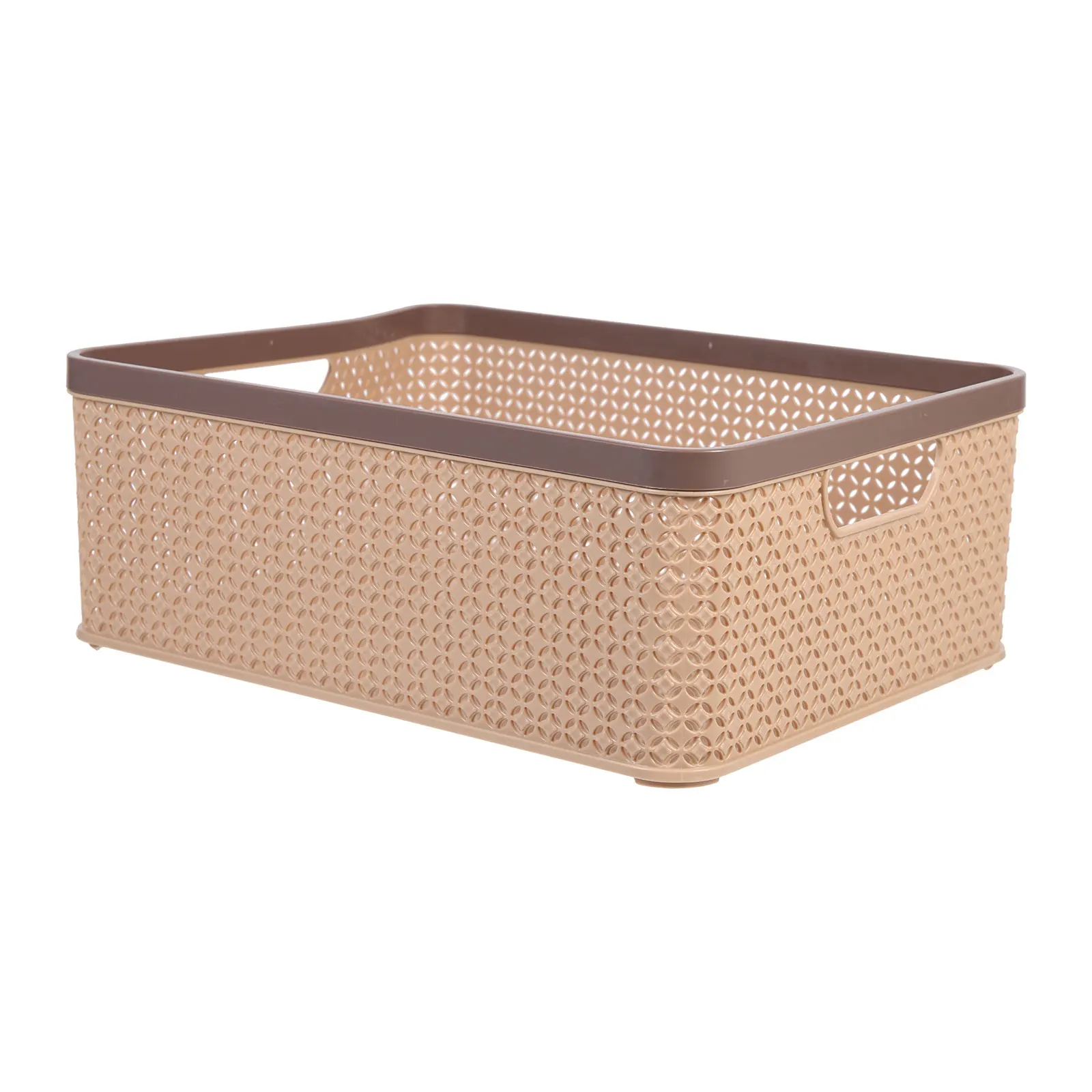 

Storage Basket Large Capacity Hollow Handle Plastic Sundries Organizer For Home Desktop Table Decorative Basket