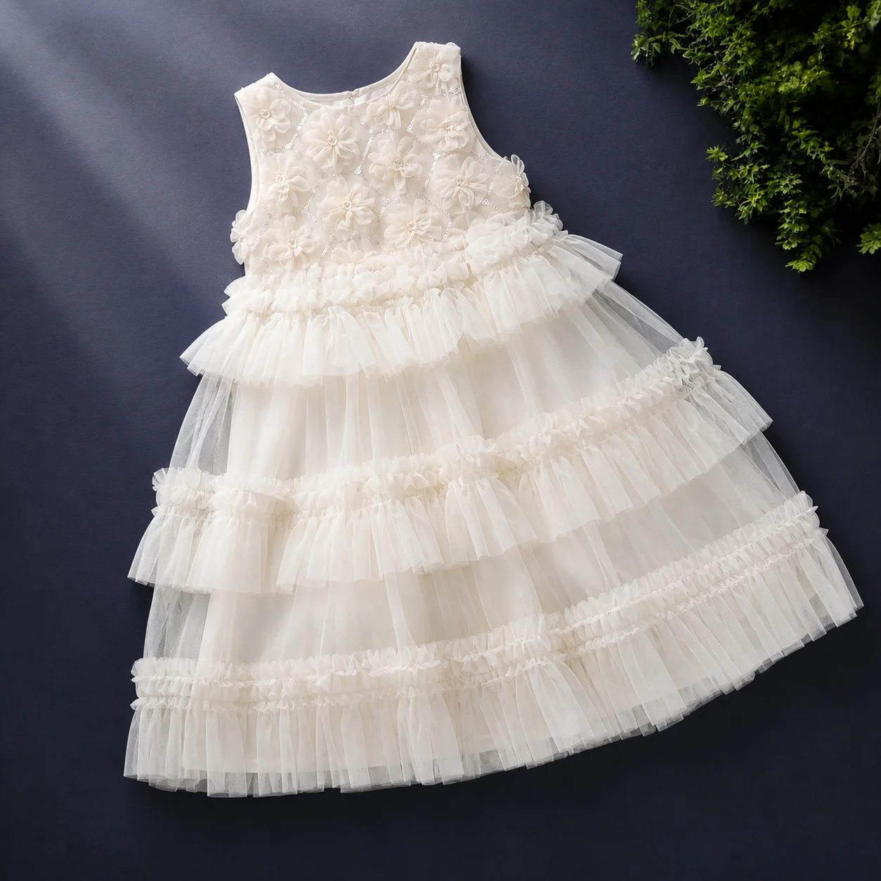 Kids Dresses For Girls White Tiered Tulle Princess Wedding Flower Girl Dress Birthday Party Pageant Gown Kids 6 7 8 9 10 11 12 Y