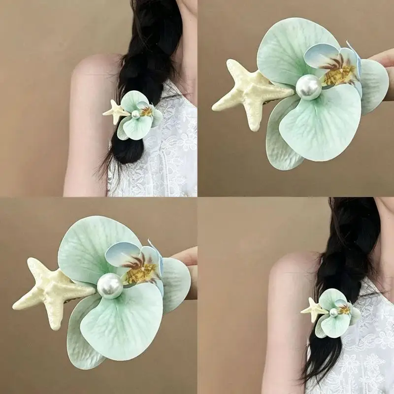 Halaenopsis Seestern-Haarspange Romantische Strand-Urlaubs-Haarspange Niedliches Sommer-Haaraccessoire für Frauen und Mädchen – Detail 5