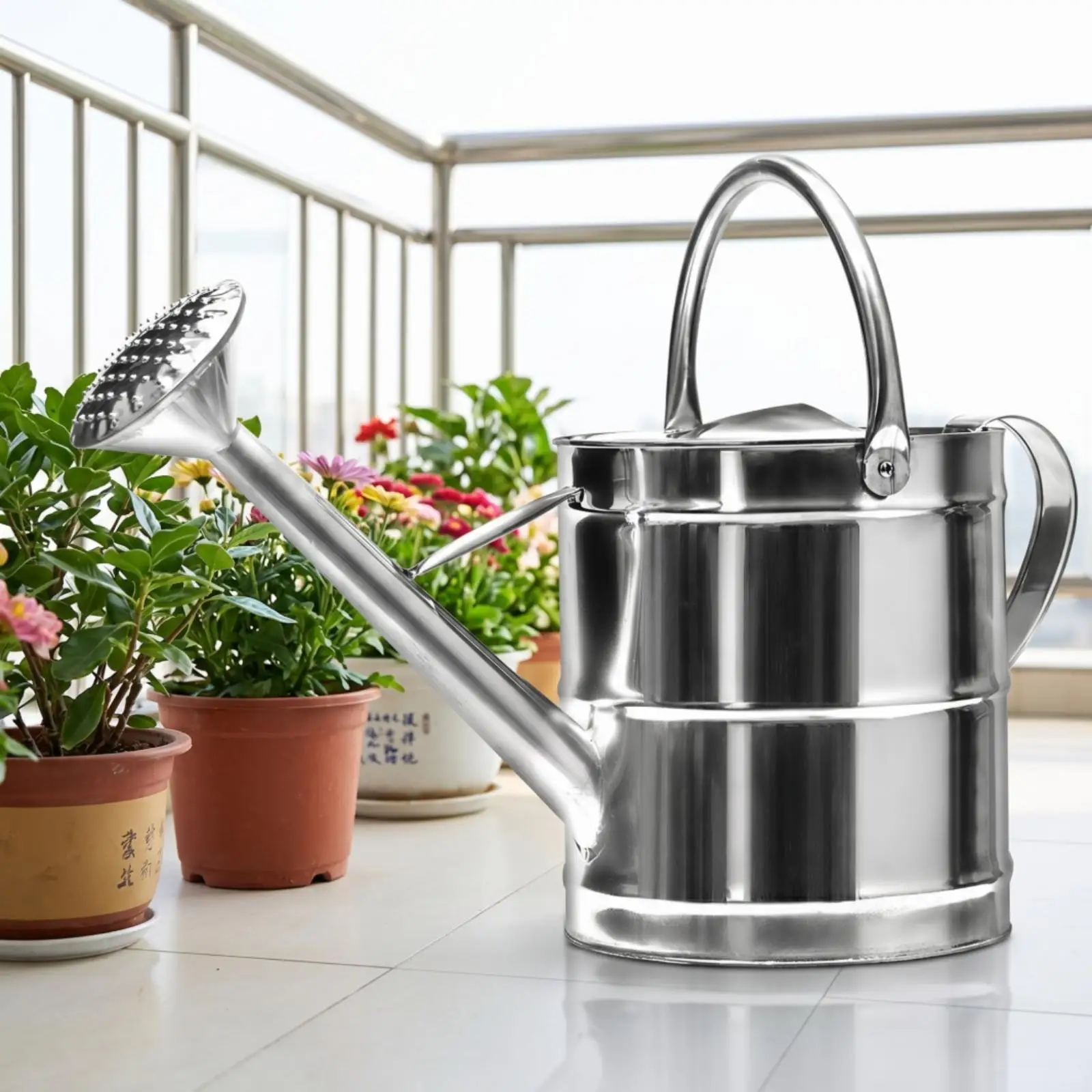 Stainless Steel Watering Can Elegant Watering Can with Sprinkler Head Decorative