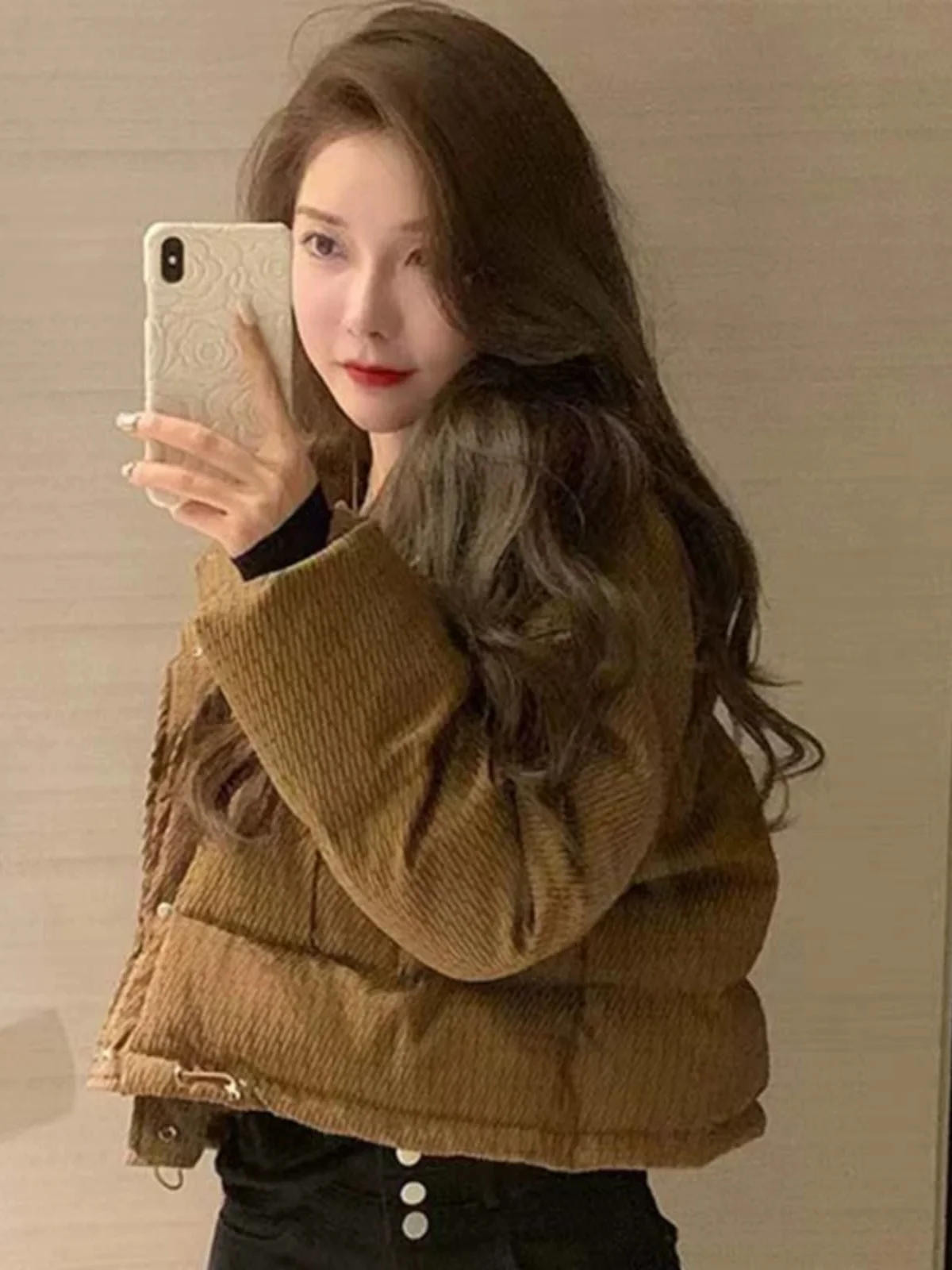 

Женские зимние пуховики-парки с воротником, утепленные хлопком, толстые, теплые, с капюшоном, с длинными рукавами, модные повседневные женские куртки