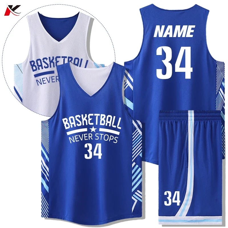 

Youth Reversible Basketball Jersey Customize Printed Personalized Name Number Big Size Men Reversible Basketball Uniform SM308