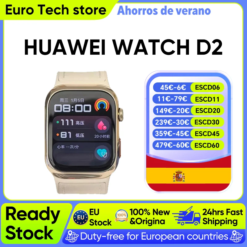 Reloj inteligente HUAWEI D2 de 1,82 pulgadas con pantalla AMOLED, ECG, monitoreo completo del sueño, cuidado de la salud familiar, conversación por Bluetooth