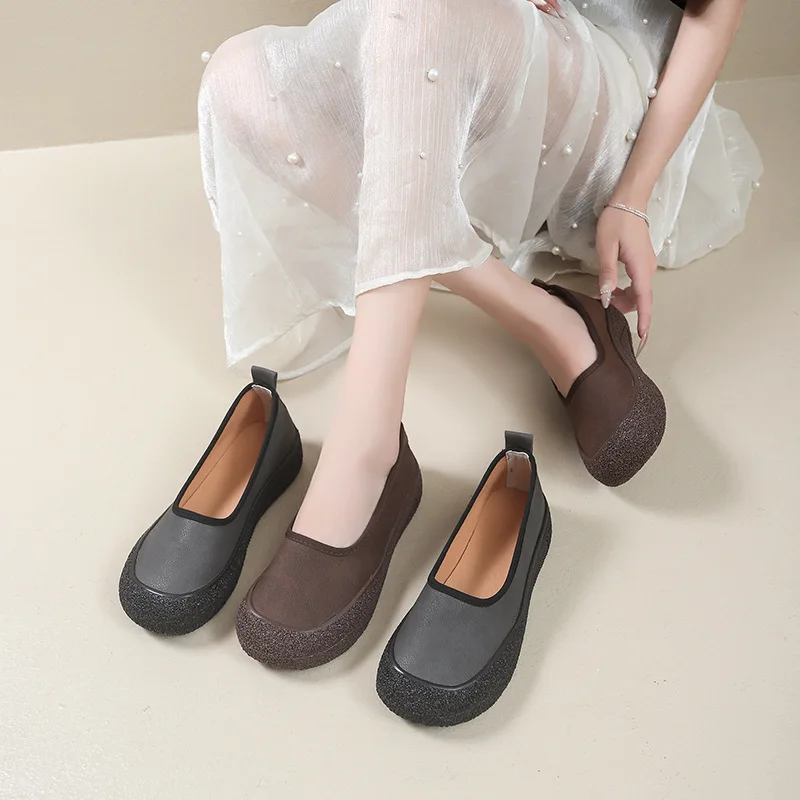 

Slip On Penny Loafers 2025 Fall New Women's Round Toe Flats Korean Style Casual Shoes for Women Breathable