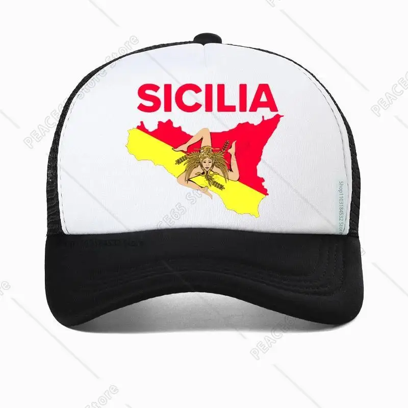 Cool Man Sicily Italy Hat Sicilian Flag Sicilia Funny Baseball Cap Men Cotton Breathable Trucker Caps Summer Brand Golf Dad Hats