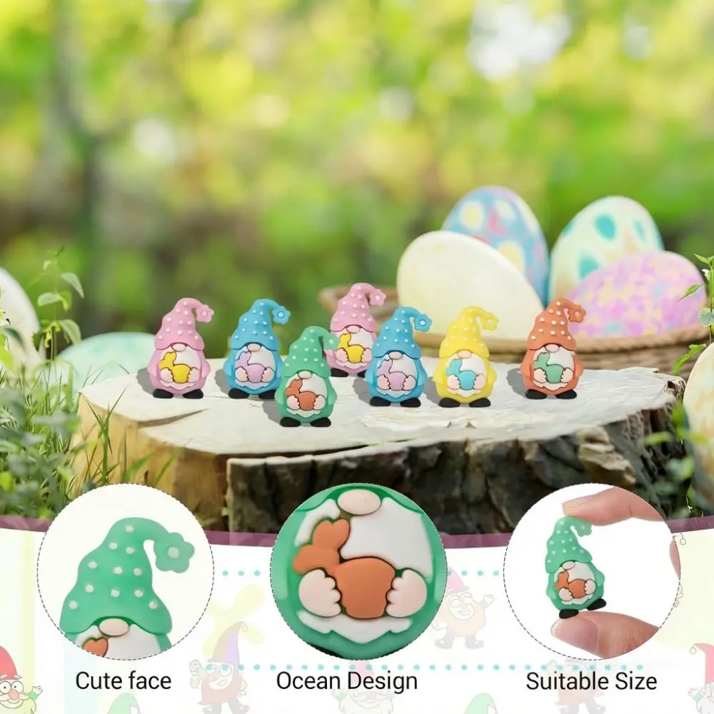 Набор из 5 фигурок пасхальных гномов из ПВХ, наполнители для корзин, миниатюрные кролики ручной работы, реалистичные статуэтки гномов