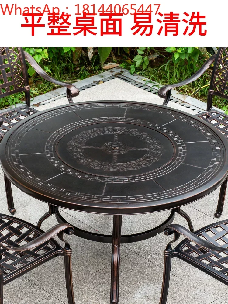 

Outdoor barbecue courtyard balcony garden electric carbon barbecue European-style cast aluminum tables and chairs