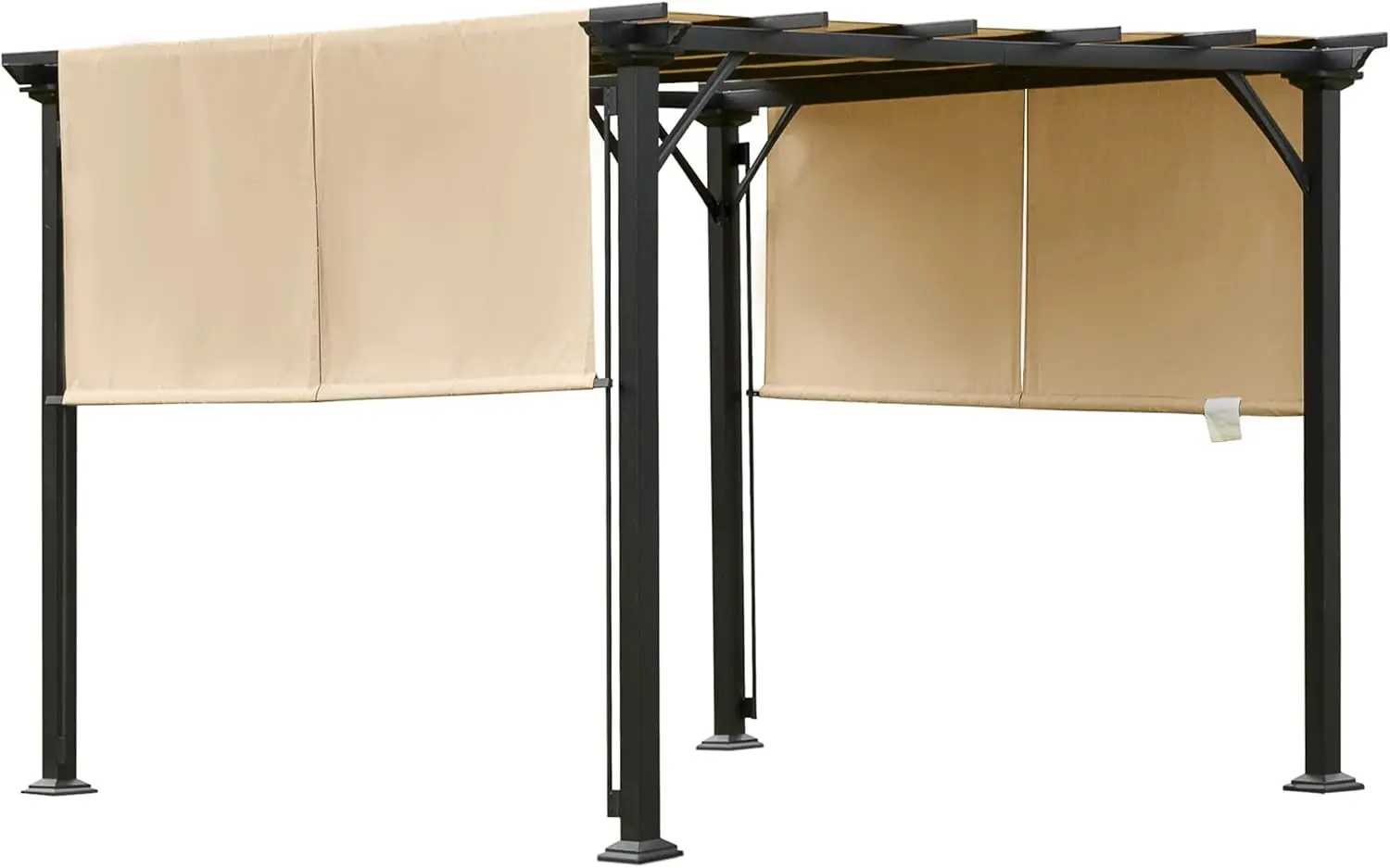 

Outsunny 10' x 10' Outdoor Retractable Pergola Canopy with Sun Shade Unique Design Canopy Patio Metal Shelter for Garden Porch