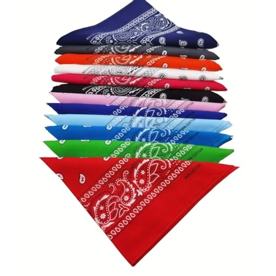 

FANNI YOUPIN 100% Cotton Fine thick Bandanas Fashion Scarf for Men Women Paisley printed 22 Inch 12pcs packed in Gift box