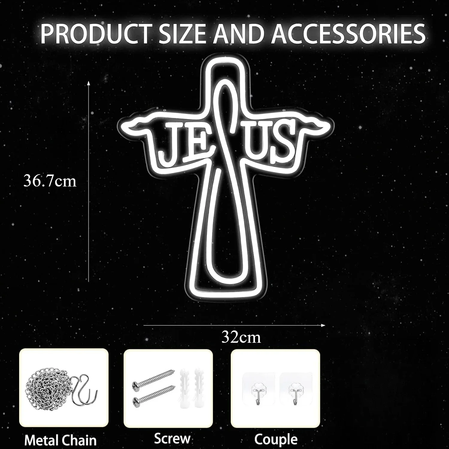 LED Neon Sign Cross Neon Sign Wall Decor for Home Wedding Party Meditation Religious Event Christmas Easter Gift for Friend