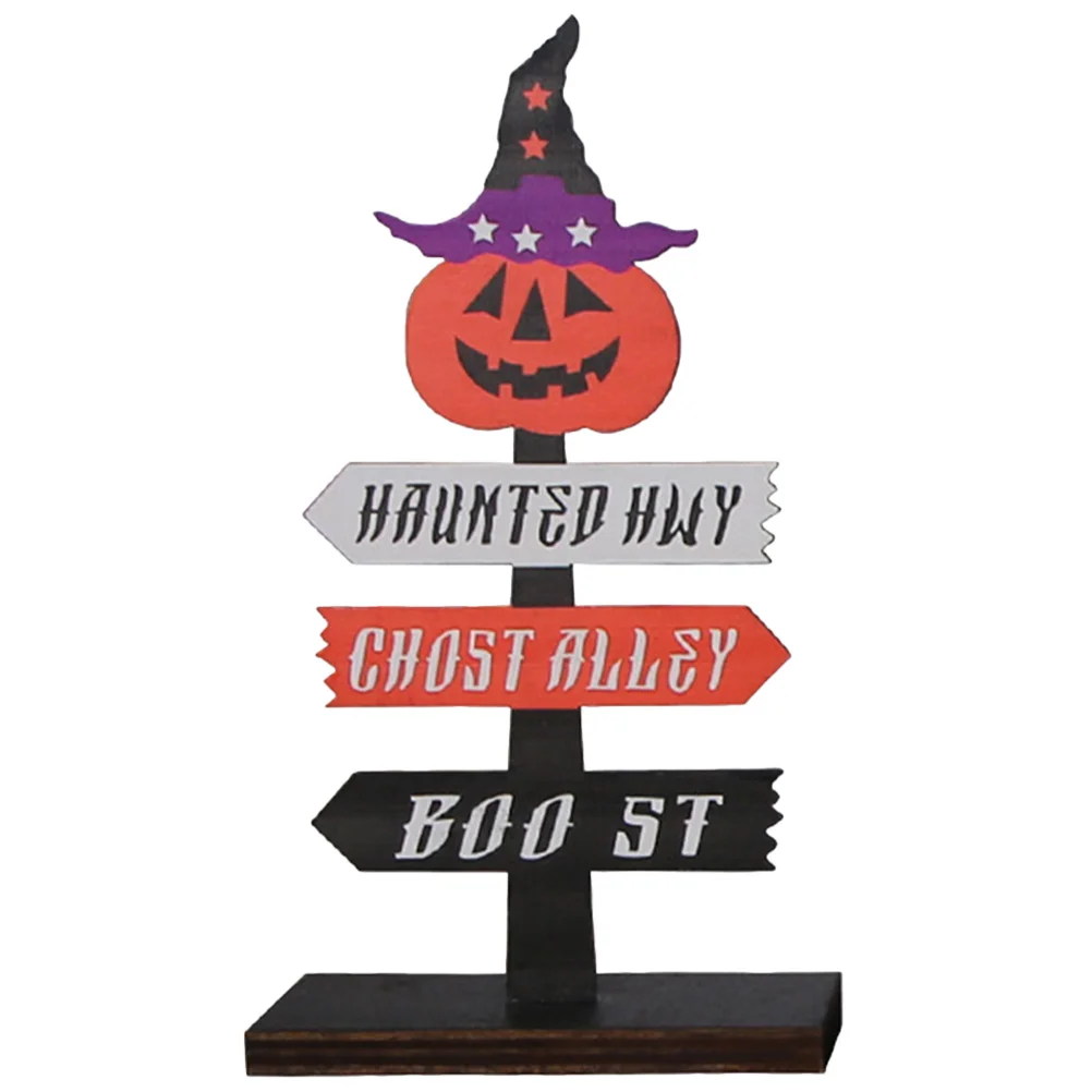 

Halloween Skull Table Decor 2023 Cute Wooden Plaque Pumpkin Stable Flat Bottom Desktop Ornament Halloween Party Craft Table Sign