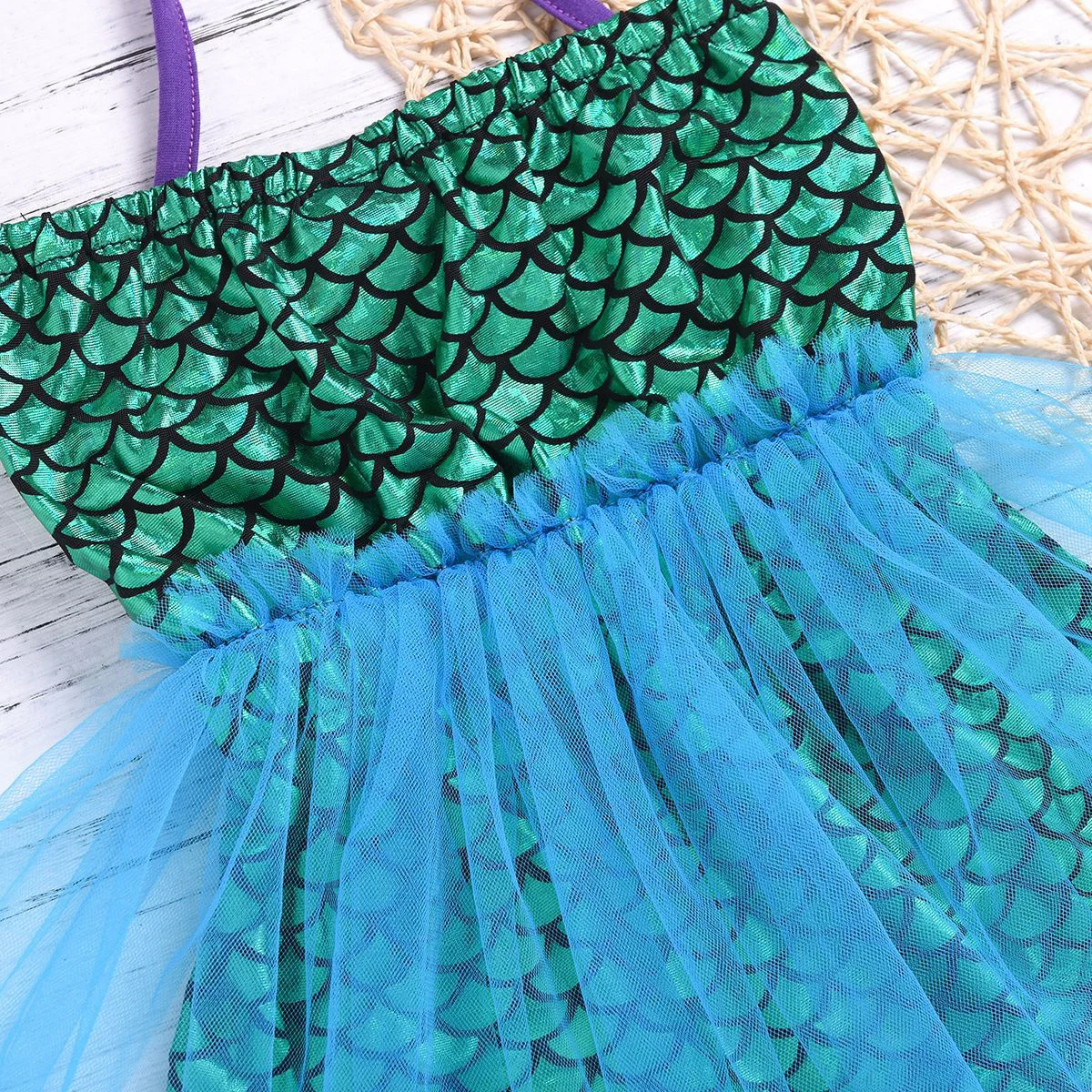 

1Pcs Girls Bowknot Gauze Swimsuit with Fish Scales Pattern Shimmering Sequins Kids Bathing Suit for Tropical Beach Vacation