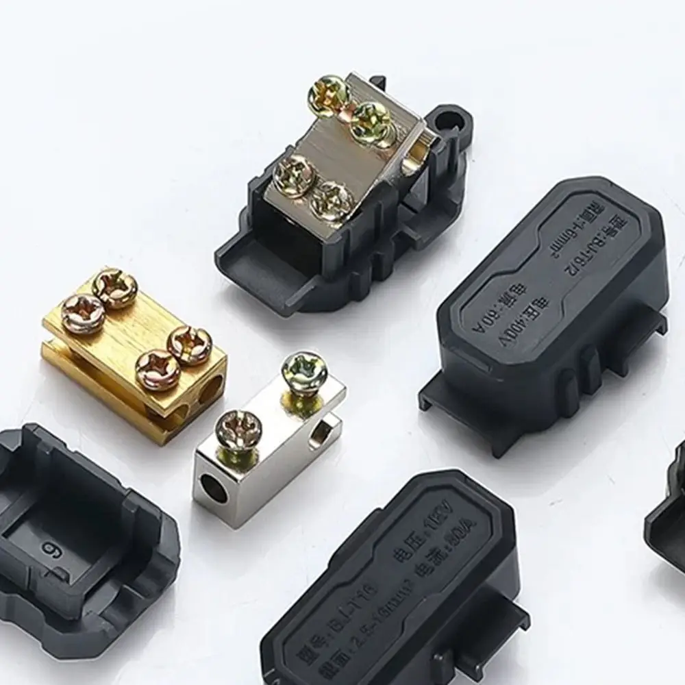 High Power High Power Splitter Conductor Brass Black Wire Connector Terminal Blocks Electrical