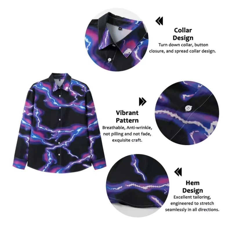 قميص مريح بأكمام طويلة للرجال من سانتا كلوز لعيد الميلاد، تصميم بياقة سفلية، قميص كاجوال للحفلات الخارجية والعطلات #5