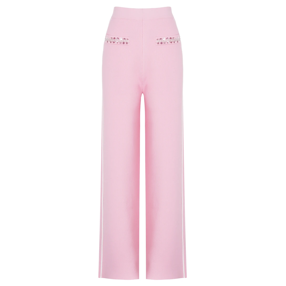 

2631 Двухцветный высококачественный комплект из эластичного трикотажа с пайетками и бусинами: кардиган, брюки, женский повседневный стиль, в наличии