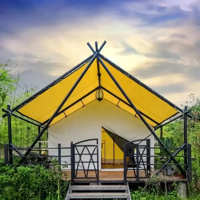 4 * 6 meters outdoor camping accommodation tent, steel frame scenic B & B holiday tent manufacturer, rain and sun protection