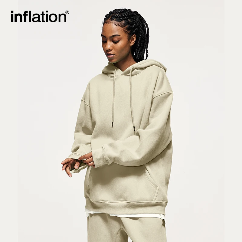 INFLATION Blank Matching Jogging Suit Unisex Winter Thick Fleece Tracksuit Set Mens Sweatpant Set