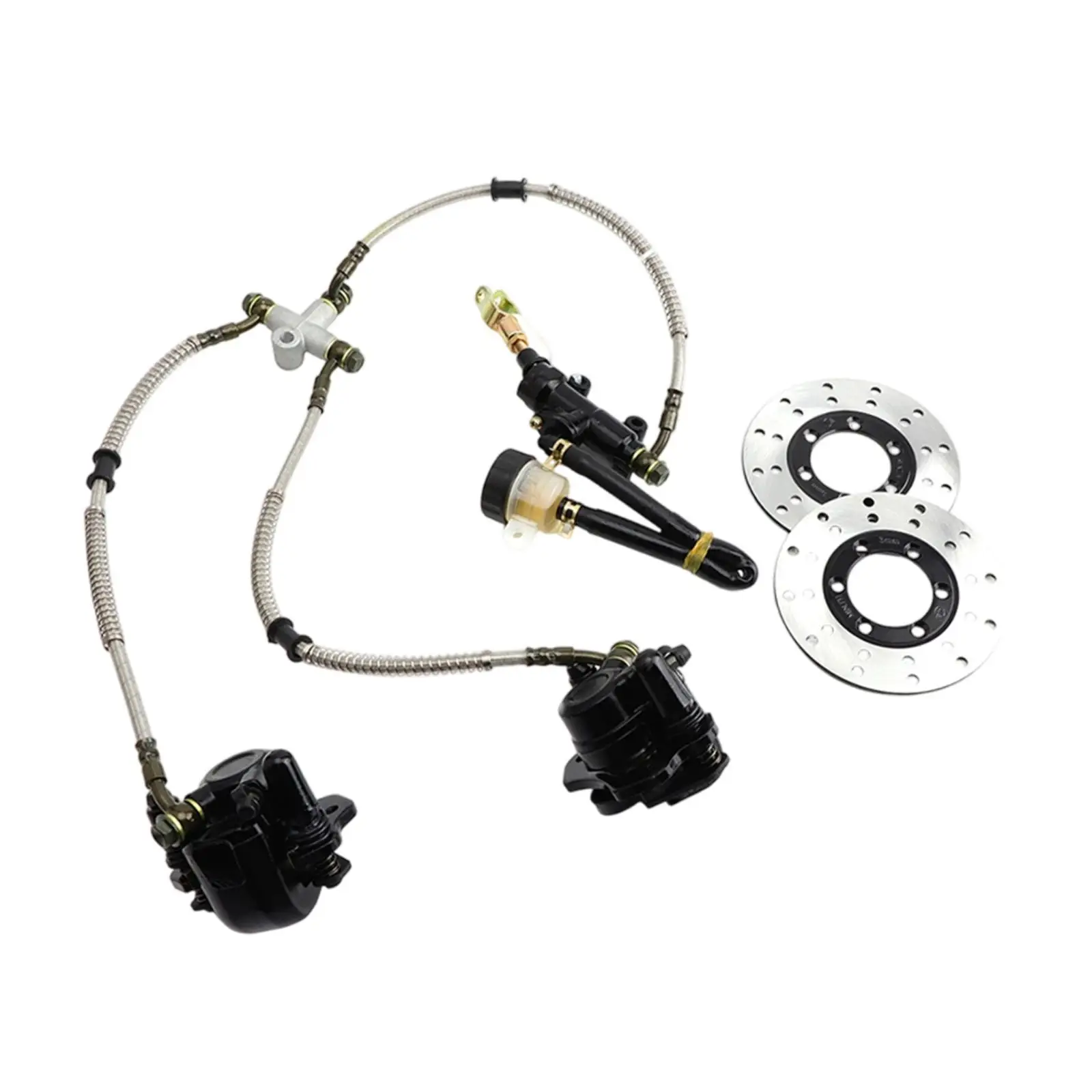 

Комплект задних гидравлических дисковых тормозов с главным цилиндром, суппортами и роторами для картинга, квадроциклов и четырехколесных багги (с двойными суппортами)