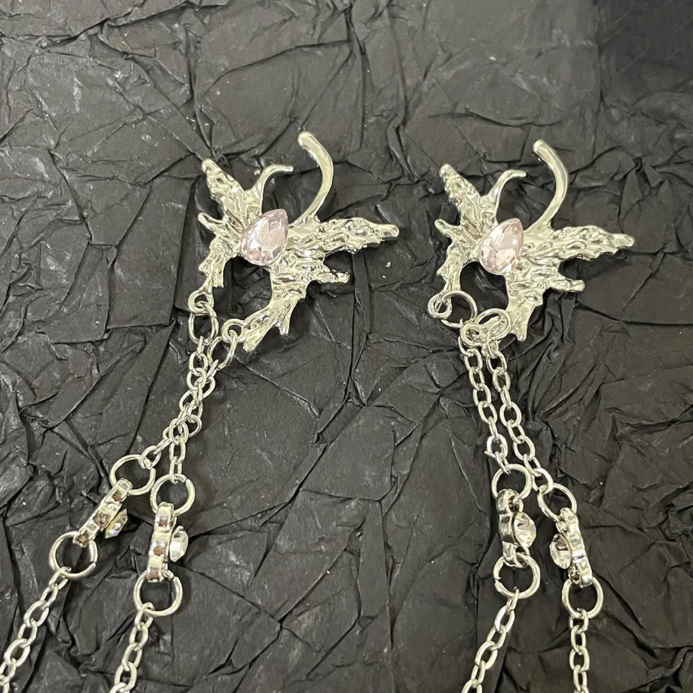 5XL Seize فراشة سلسلة مجوهرات الكروم الفاخرة السائل المعلقات المعدنية الشرير الفضة غير النظامية فراشة جيل للأظافر تزين سبيكة 404s