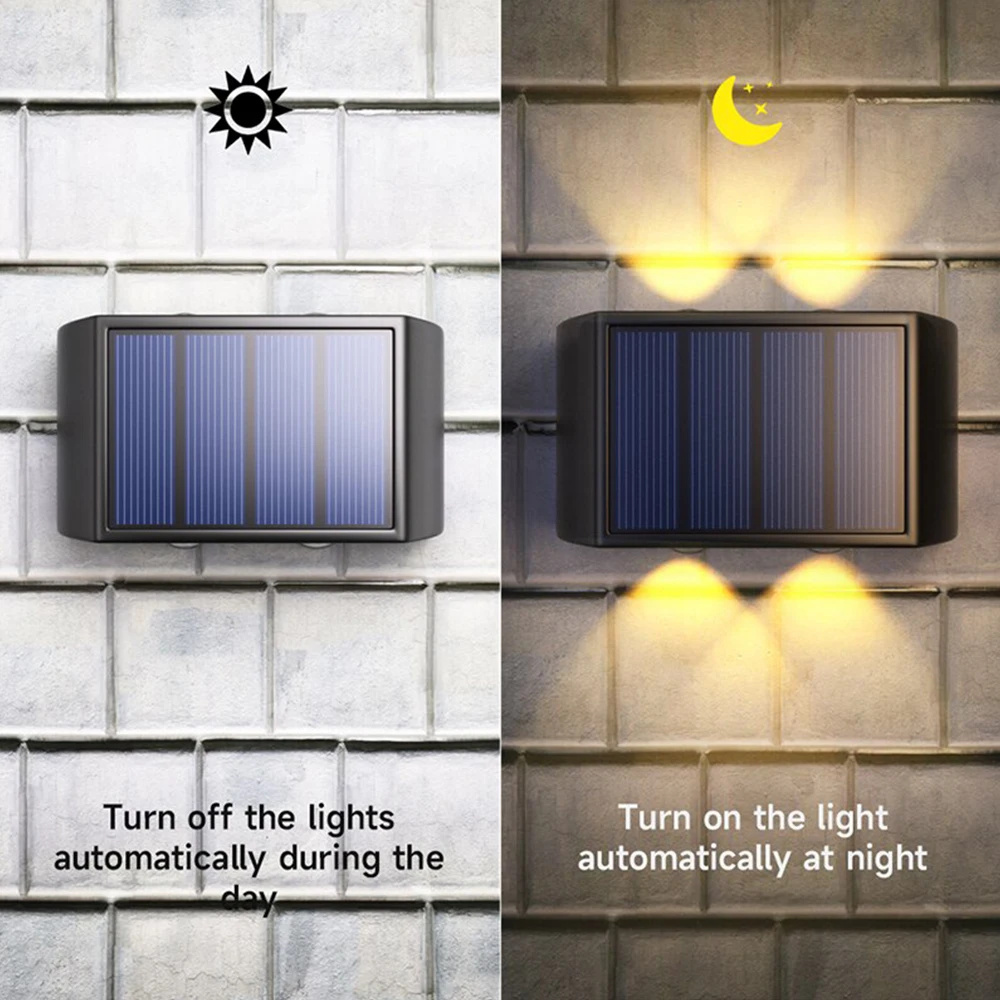 Lampu Dinding tenaga surya, lampu LED dekorasi taman atas dan bawah tahan air 4/6/8/10/12/16