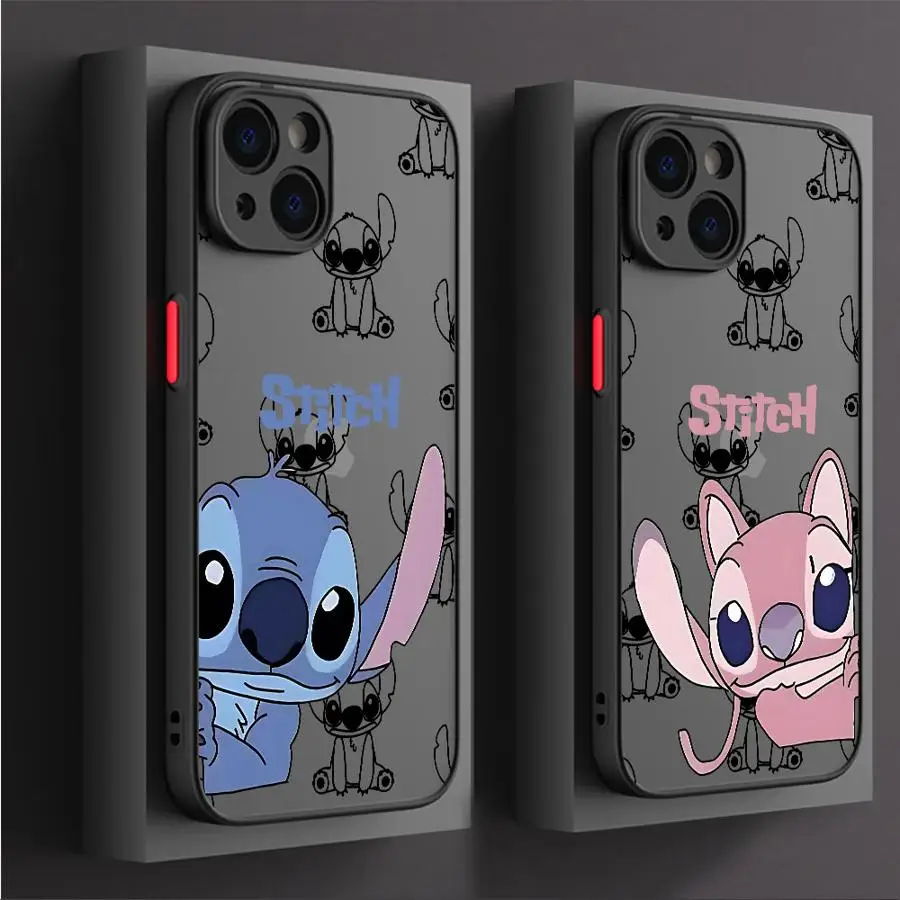 Disney Stitch Angle Lover Phone Case for Apple iPhone 14 Pro SE 16 XS Max 13 Mini XR 11 Pro 15ProMax 12 7 8 Plus Soft Cover