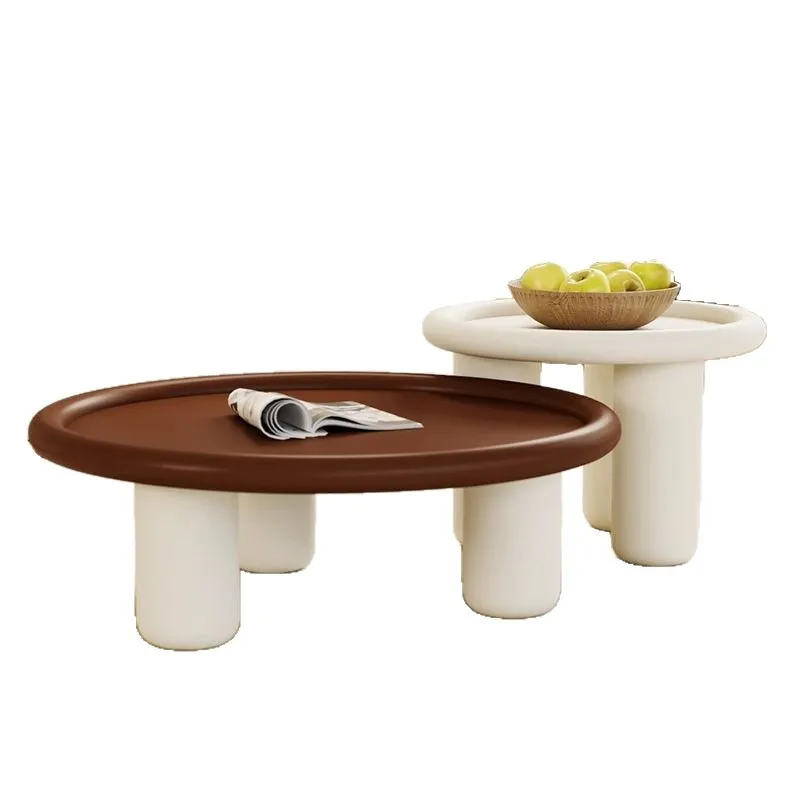 

Cream, solid wood, coffee table, simple, living room, household, creative, round, combination
