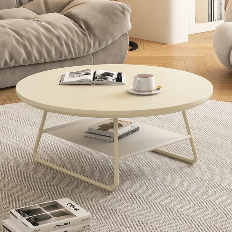 

Light luxury modern cream style coffee table living room home 2025 new small apartment simple round Internet celebrity coffee ta