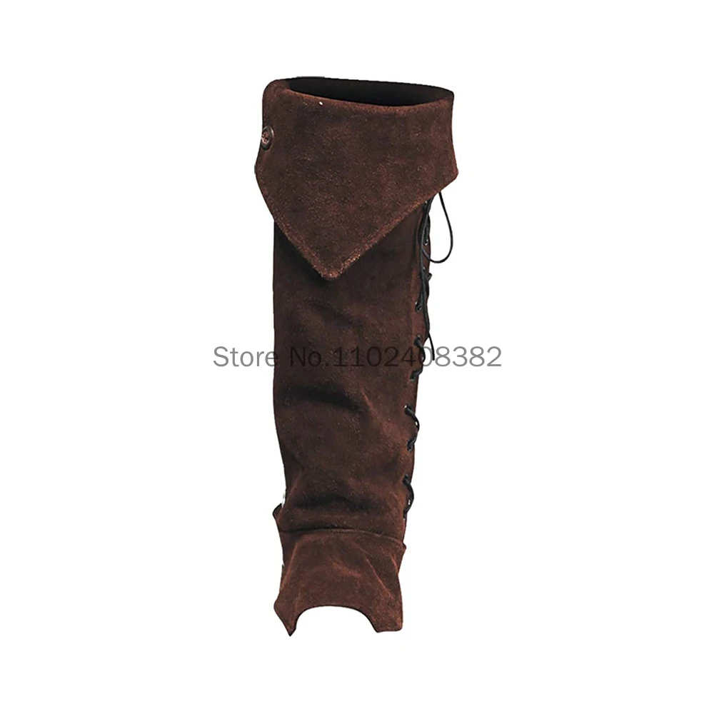 Mittelalter liche Krieger Wildleder Schuhe Abdeckung Steampunk Bein Rüstung Ritter Bandage Stiefel Abdeckung Männer Frauen Cosplay Retro Fuß schutz