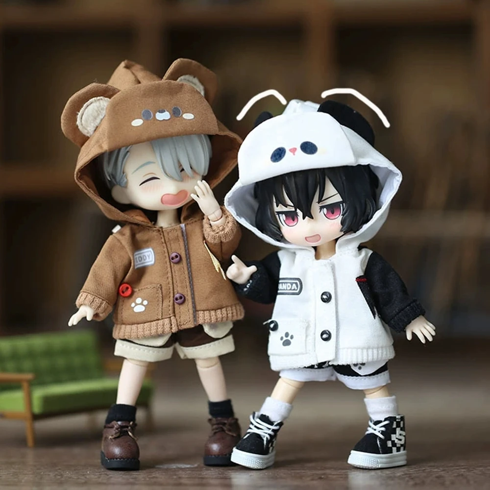 Conjunto de abrigo de oso para muñeca OB11, ropa y pantalones, traje para muñeca Ob11 1/12, accesorios informales diarios para niños Diy