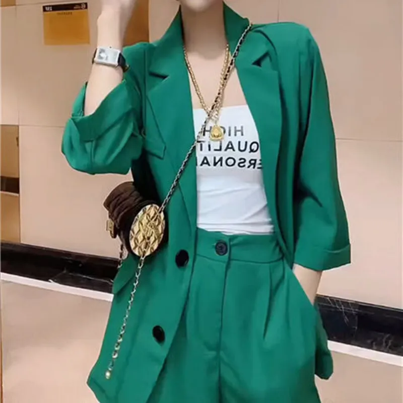 2022 Summer New Korean Fashion Elegant Women\'s Pants Suit Casual Balazer Jacket Trousers Two-piece Set Female Office Tracksuit