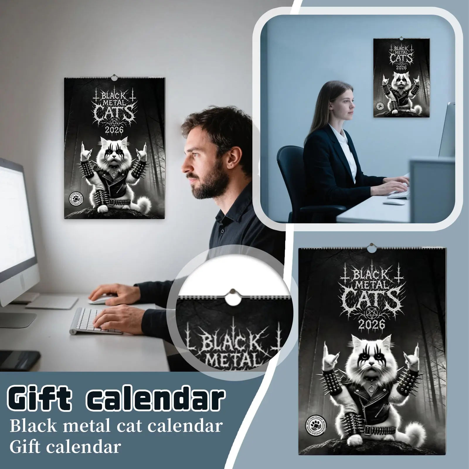 

Black Metal Cats Calendar 2026,Wall Decoration Calendar, Room/Office Decoration,Creative Gift Calendar,The Best Gift For Gifting