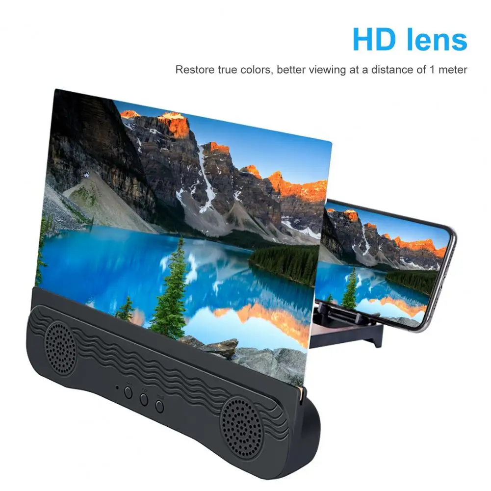 Useful Large Screen 6D Desk Handphone Video Amplifier Widely Compatible Dual Microphone Screen Magnifier for Office