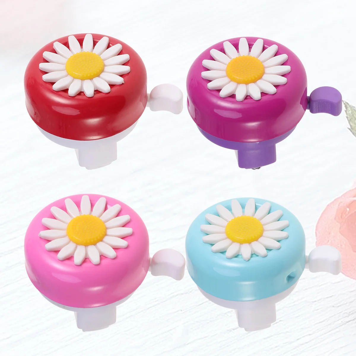 4PCS Flower Bell Mini Loud Chrysanthemum Mountain Bike Bell Melodious Daisy Road Bike Thumb Bell Accessories