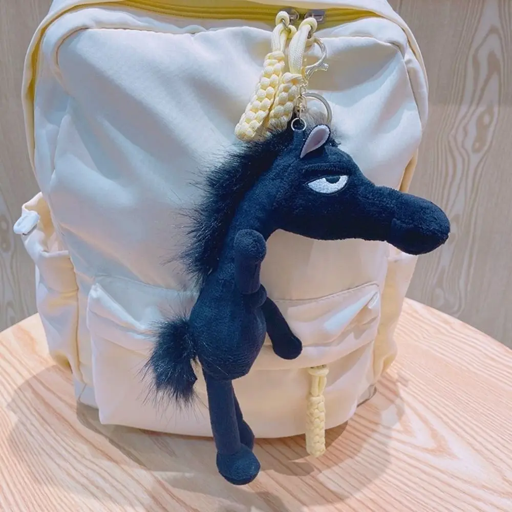 Portachiavi farcito con cavallo di simulazione del fumetto Squisita fattura Portachiavi con cavallo in stile fantasy Cavallo di simulazione rosso nero