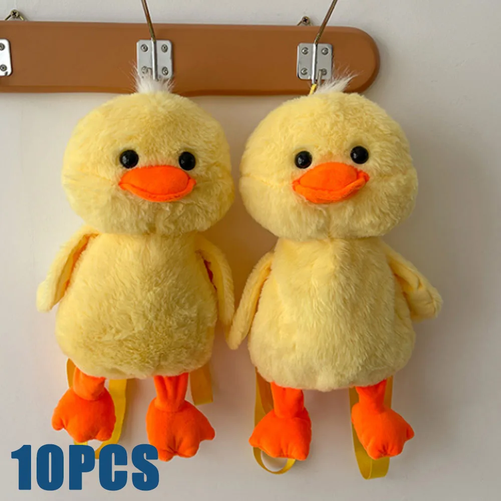 1-10PCS 2026 New Small Yellow Duck Plush Bag Cute Cartoon Shoulder Backpack for Teenage Girls Travel Casual Handbag Purse