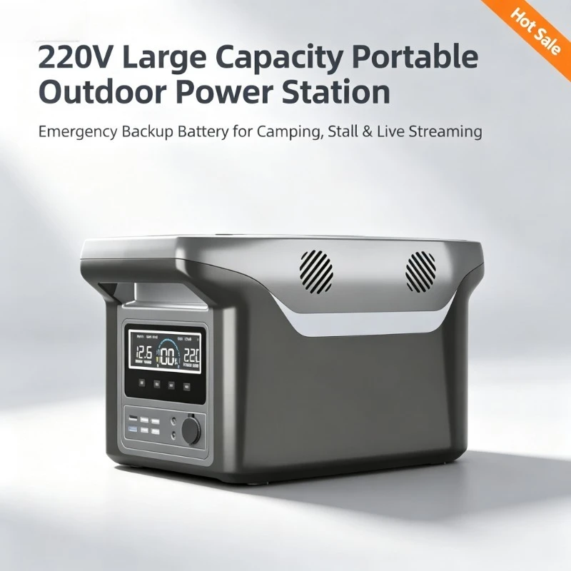 220V Large Capacity Portable Outdoor Power Station, Emergency Backup Battery for Camping, Stall & Live Streaming
