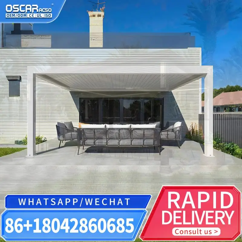 3X3 3X4 4X4 6X4M Outdoor Aluminum Motorized Awning with PC Sail Remote Control for Garden Patio Balcony pergola
