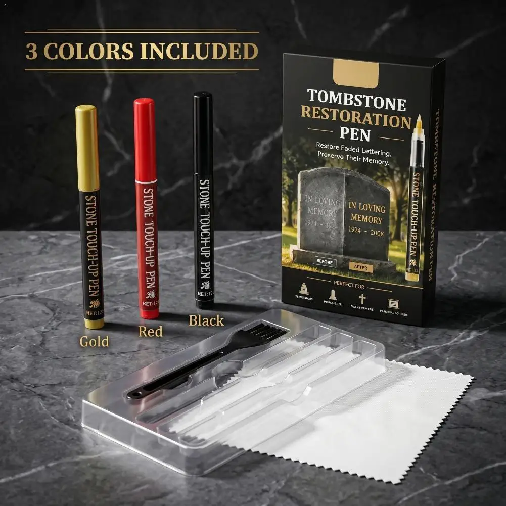 3mm Tip Stone Repair Pen – Permanent Waterproof Marker For Memorial Inscription Outdoor Use