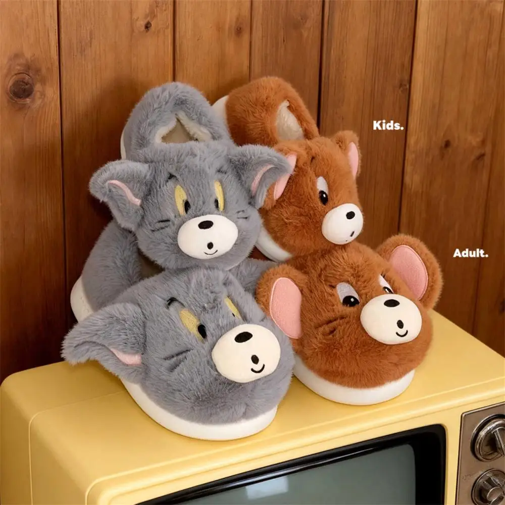 Winter Anime Tom and Jerry Children Home Plush Slippers Cartoon Man Woman Kids Slippers Cute Student Indoor Soft Shoes Slippers
